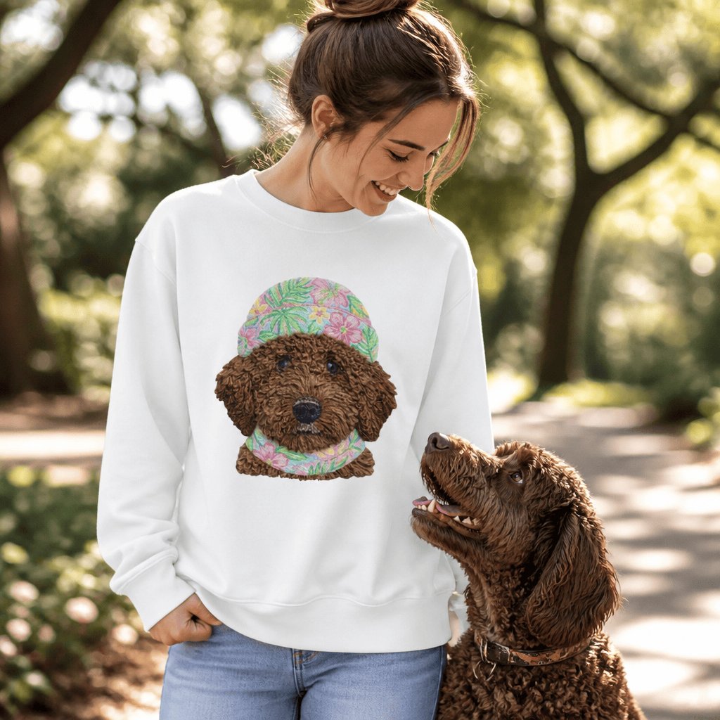 Floral Vibes Chocolate Goldendoodle Sweatshirt in by Puppy Jo