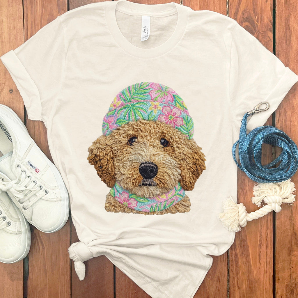 Floral Vibes Golden Goldendoodle T-Shirt in Natural / S by Puppy Jo