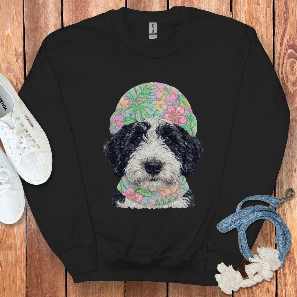 Floral Vibes Schnoodle Sweatshirt in Black / S by Puppy Jo
