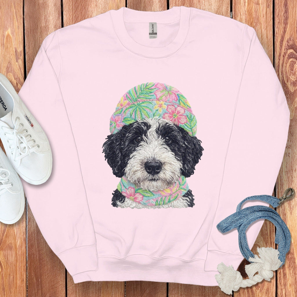 Floral Vibes Schnoodle Sweatshirt in Light Pink / S by Puppy Jo