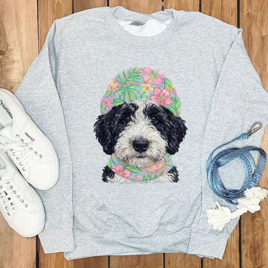 Floral Vibes Schnoodle Sweatshirt in Sport Grey / S by Puppy Jo