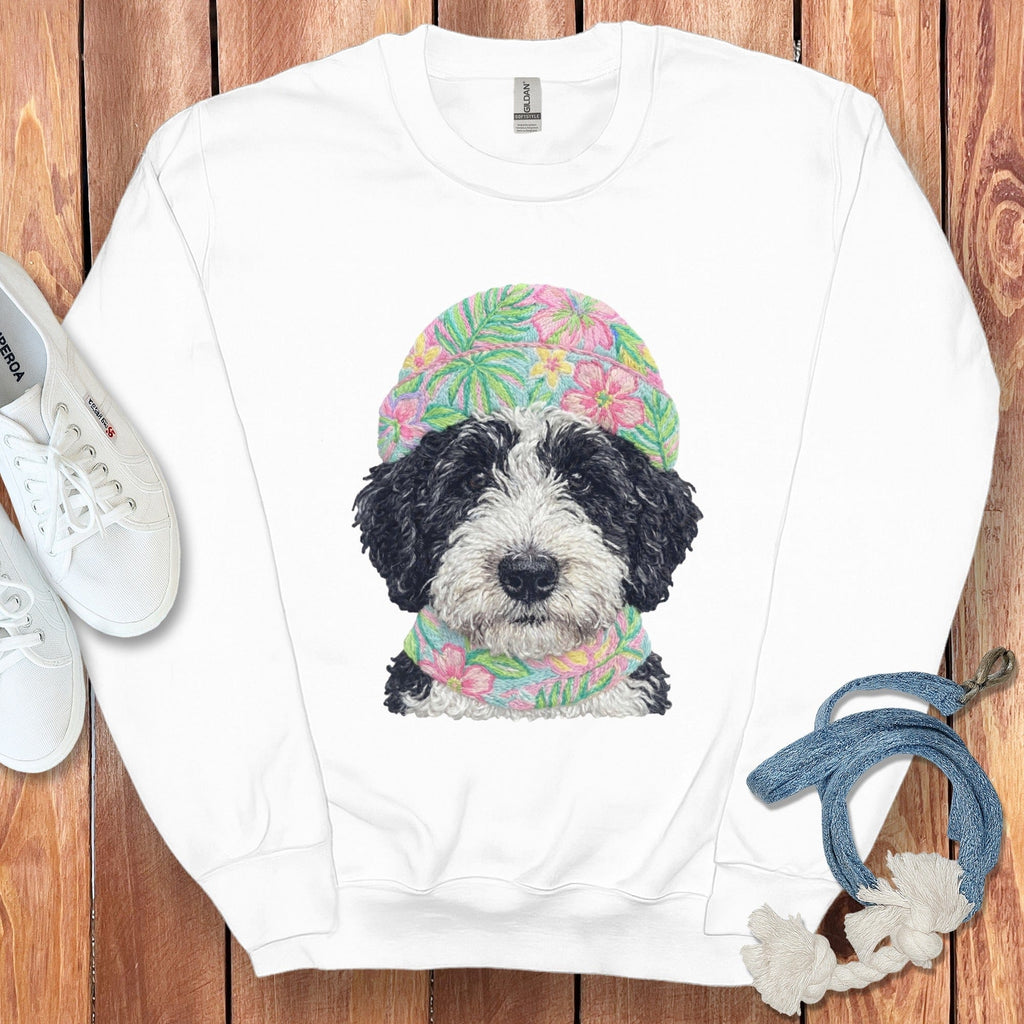 Floral Vibes Schnoodle Sweatshirt in White / S by Puppy Jo