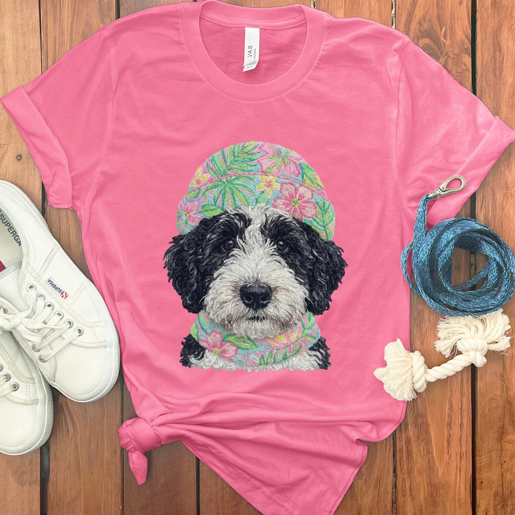 Floral Vibes Schnoodle T-Shirt in Charity Pink / S by Puppy Jo