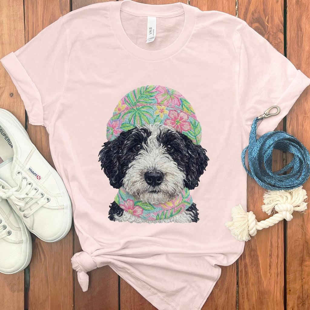 Floral Vibes Schnoodle T-Shirt in Soft Pink / S by Puppy Jo