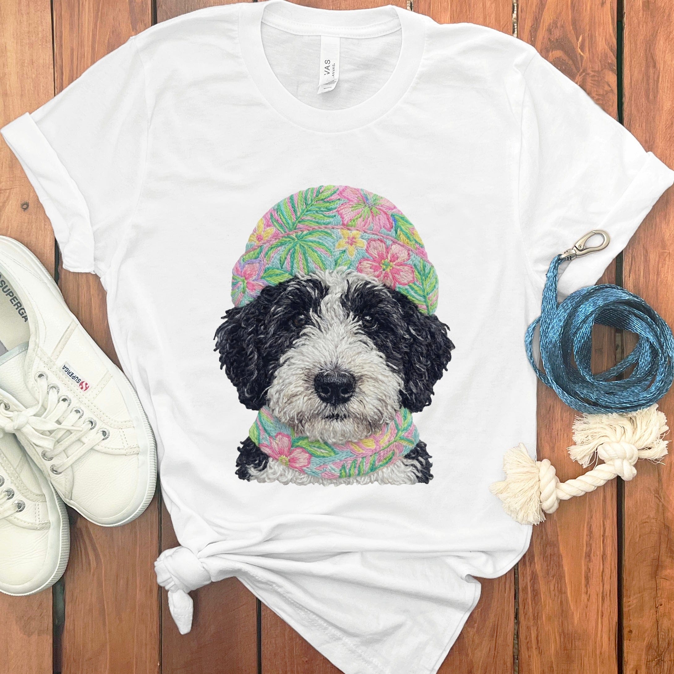 Floral Vibes Schnoodle T-Shirt in White / S by Puppy Jo