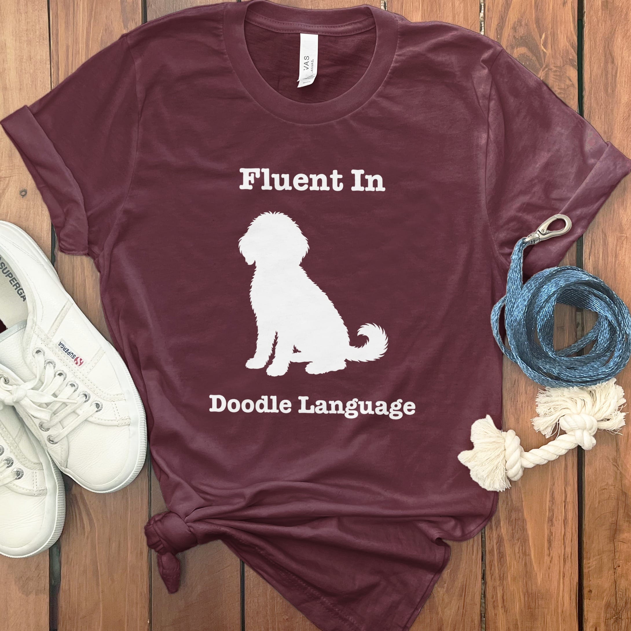 Fluent in Doodle T-Shirt in Maroon / S / - by Puppy Jo