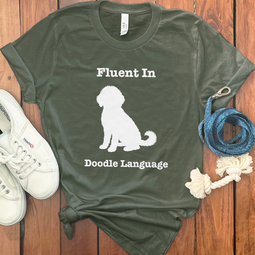Fluent in Doodle T-Shirt in Military Green / S / - by Puppy Jo