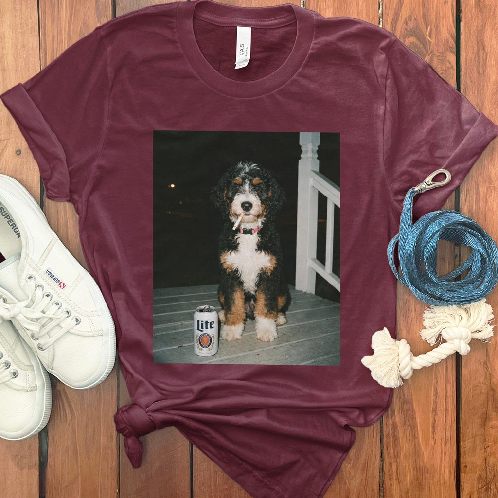 Funny Bernedoodle Meme T-Shirt in Maroon / S by Puppy Jo