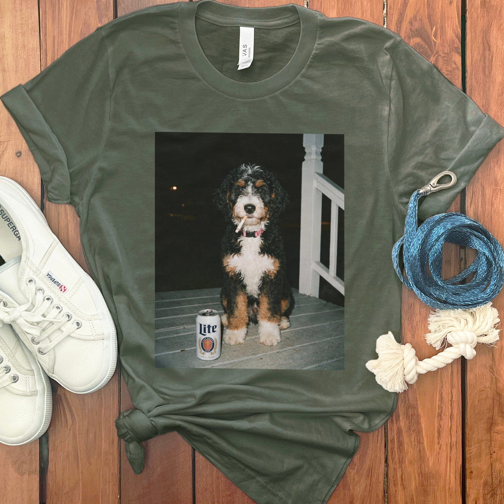 Funny Bernedoodle Meme T-Shirt in Military Green / S by Puppy Jo