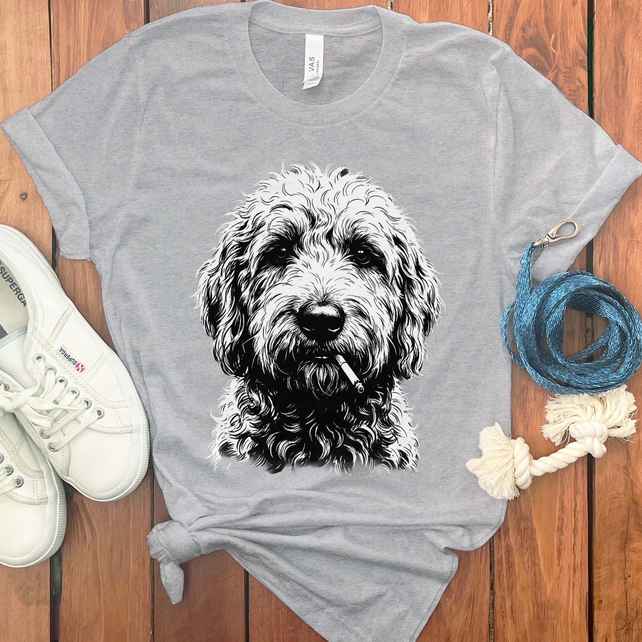 Funny Doodle Smoking T-Shirt in Athletic Heather / M by Puppy Jo
