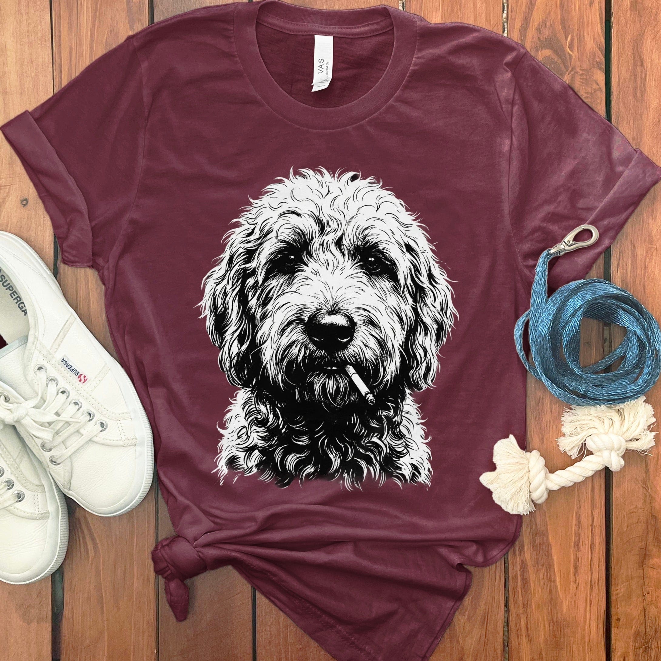 Funny Doodle Smoking T-Shirt in Maroon / M by Puppy Jo