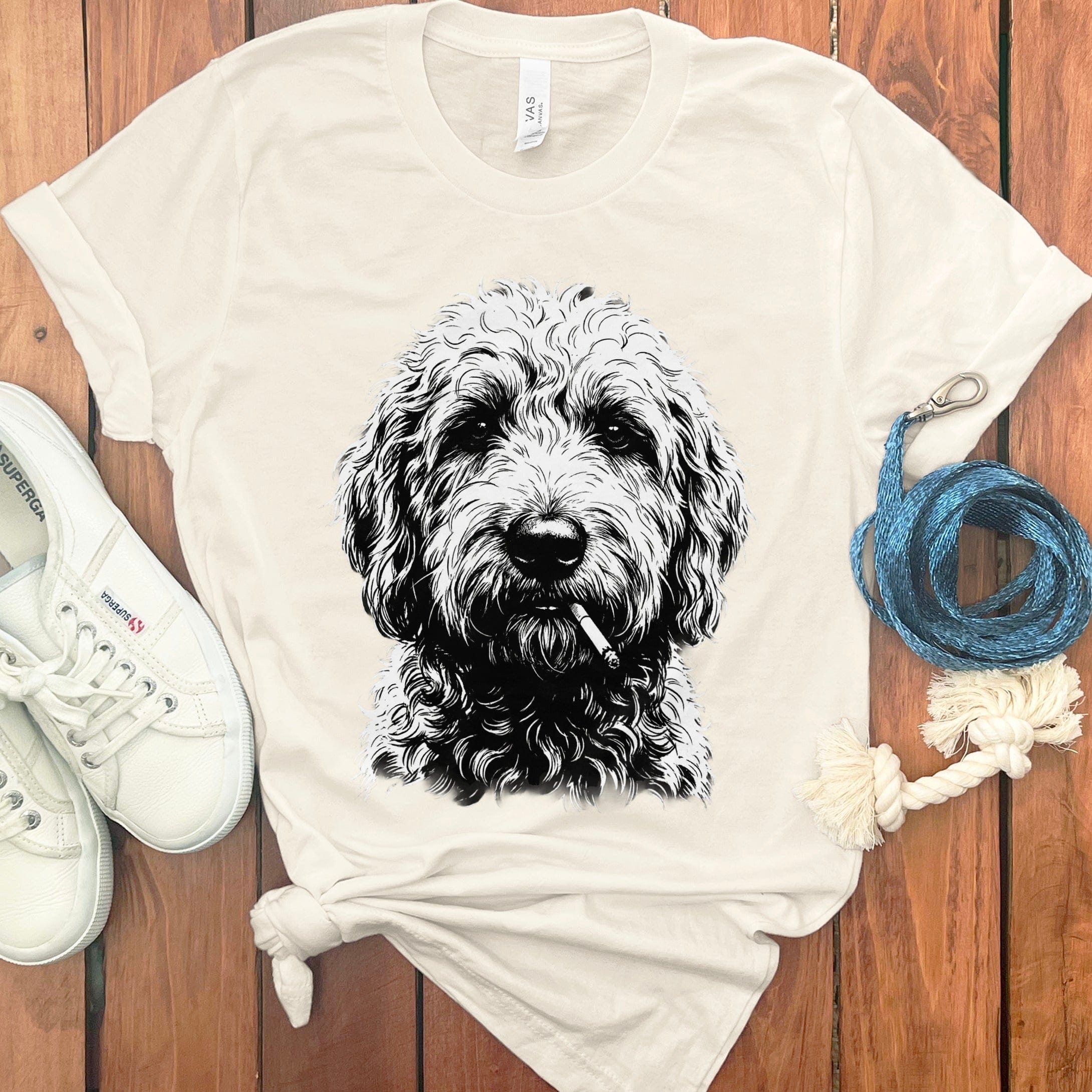 Funny Doodle Smoking T-Shirt in Natural / M by Puppy Jo