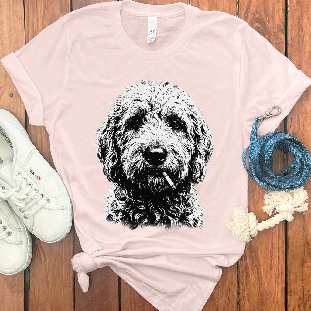 Funny Doodle Smoking T-Shirt in Soft Pink / M by Puppy Jo