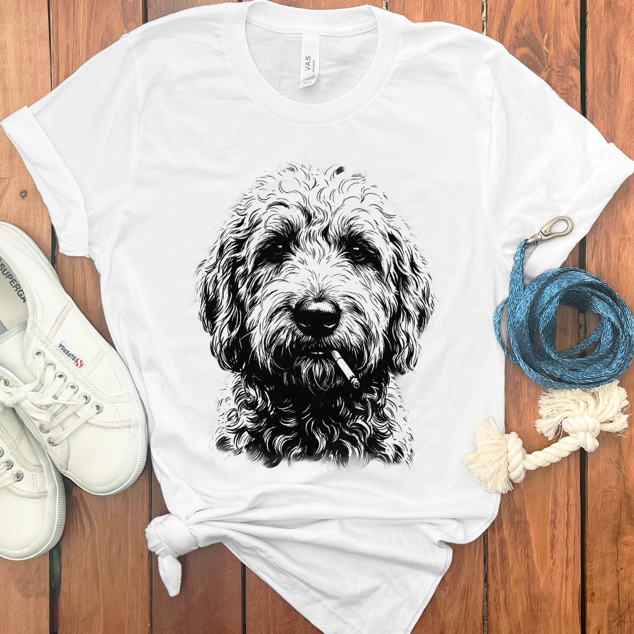 Funny Doodle Smoking T-Shirt in White / M by Puppy Jo