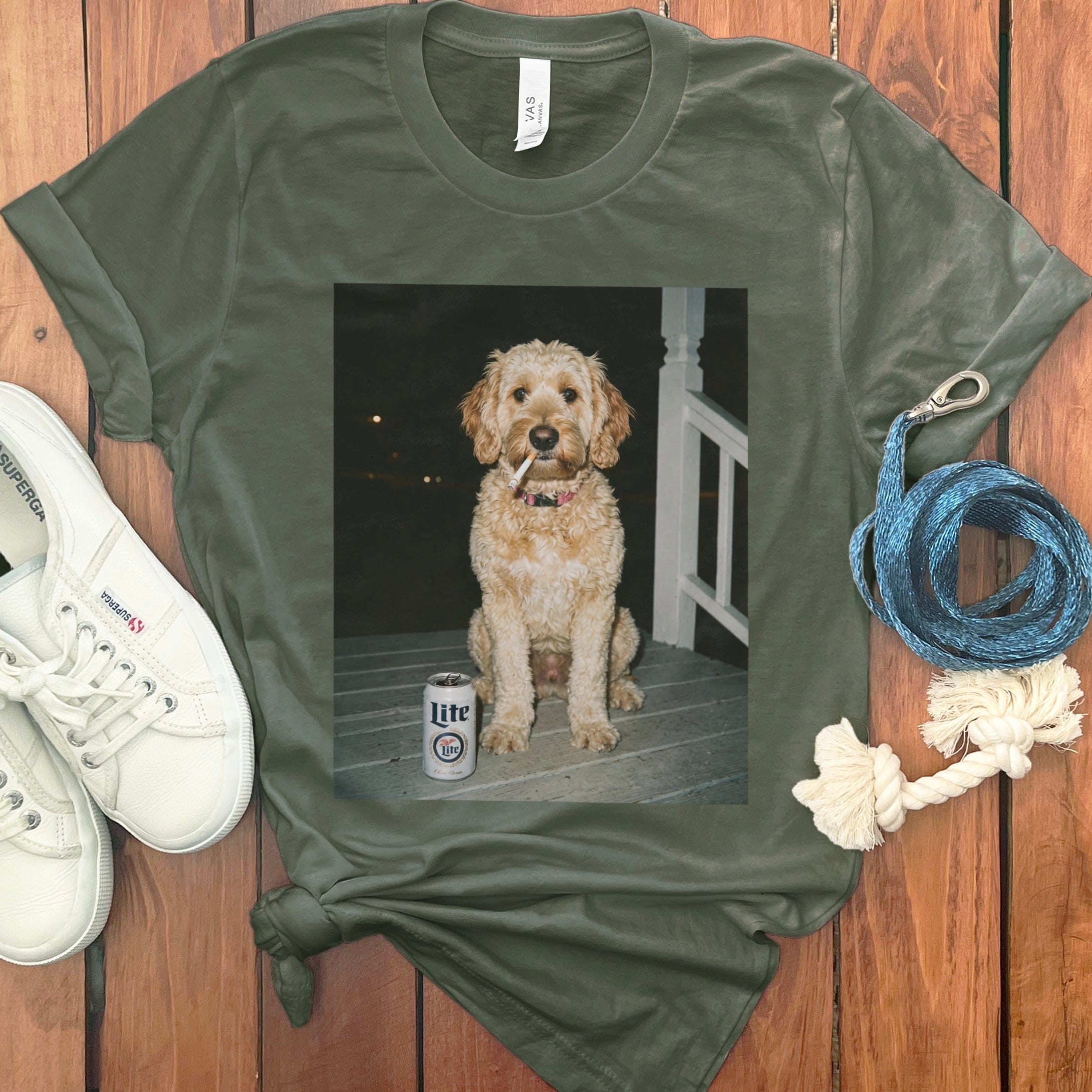 Funny Goldendoodle Meme T-Shirt in Military Green / S by Puppy Jo