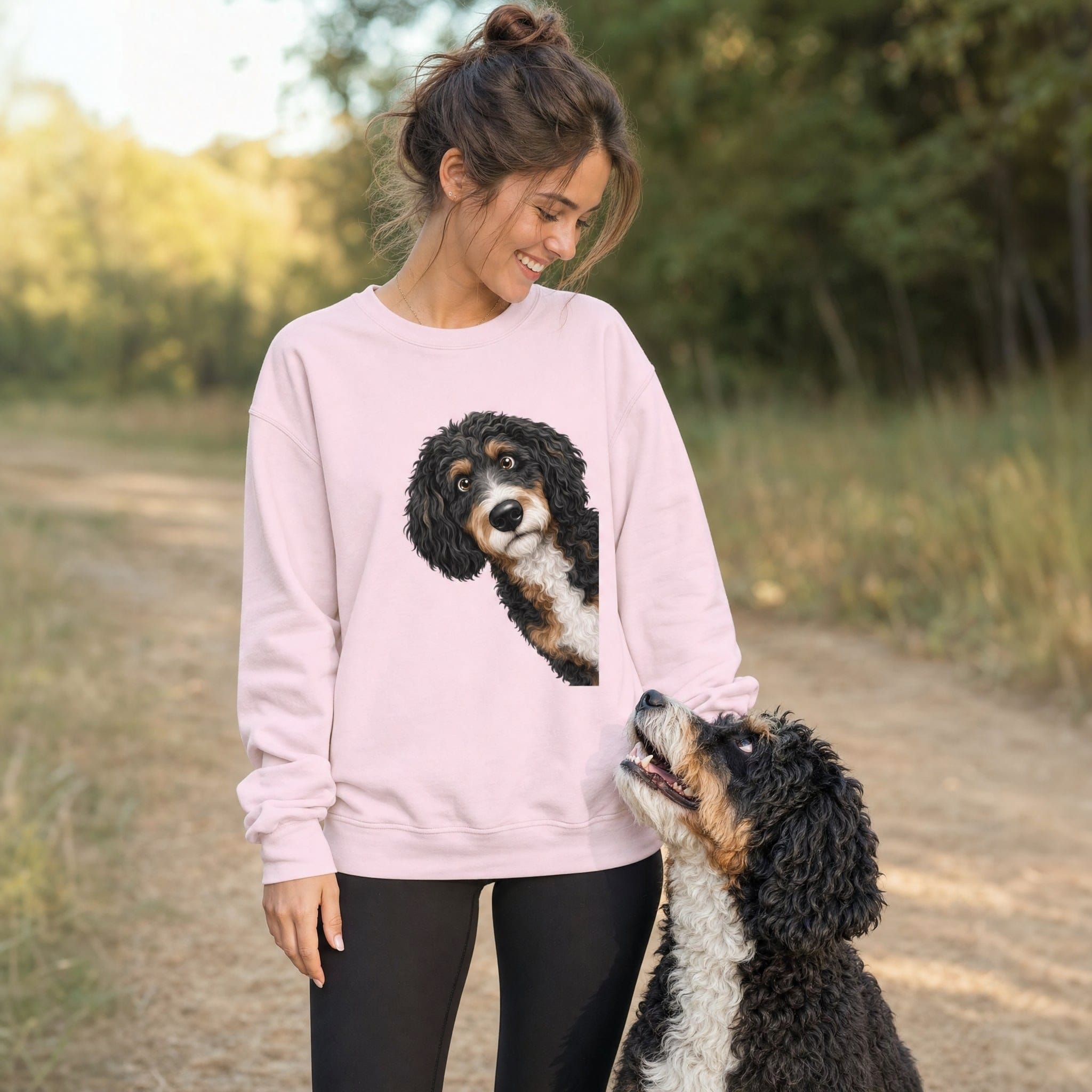 Funny Peeking Bernedoodle Sweatshirt in by Puppy Jo
