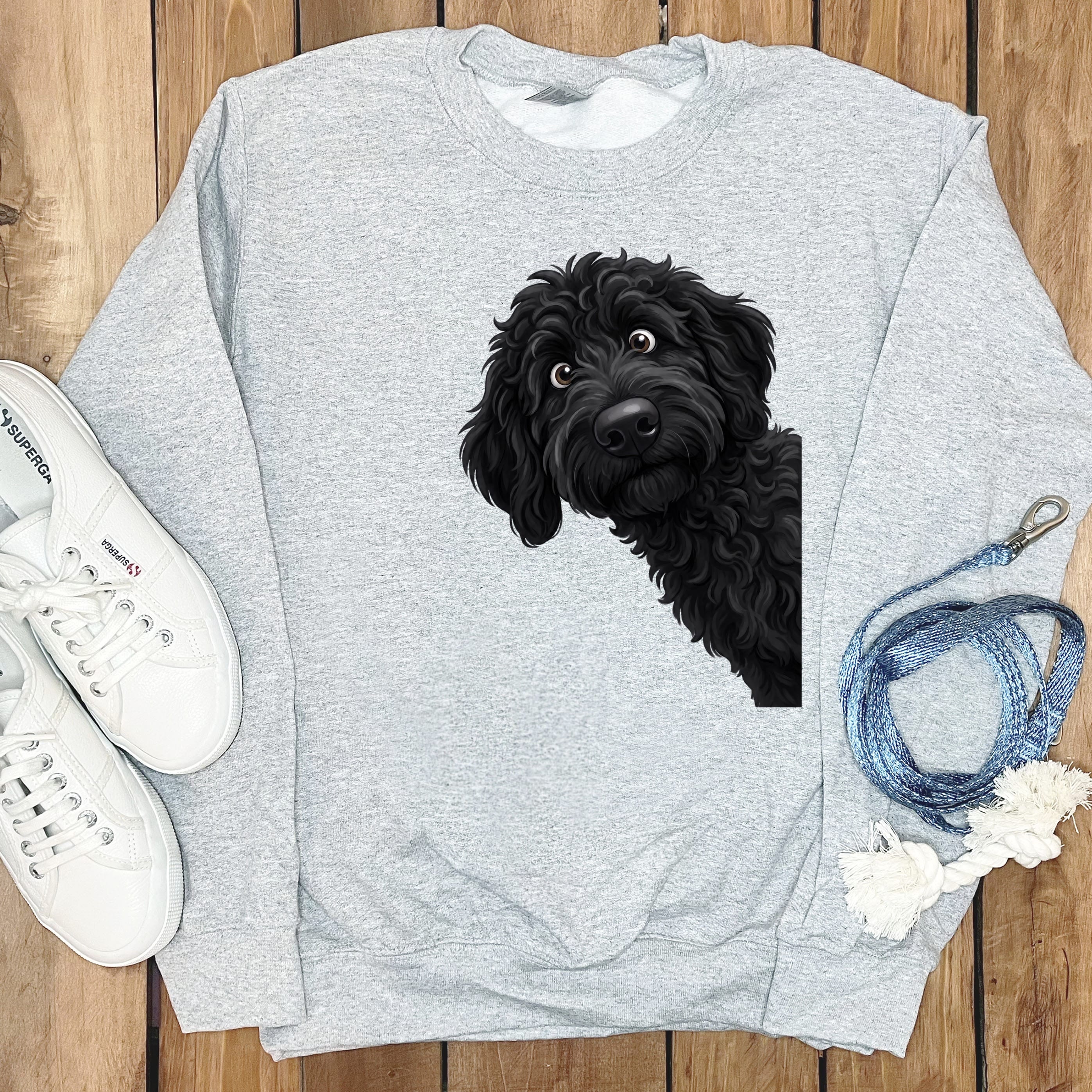 Black Dog Peeking Sweatshirt | Premium Pet Apparel – PuppyJo