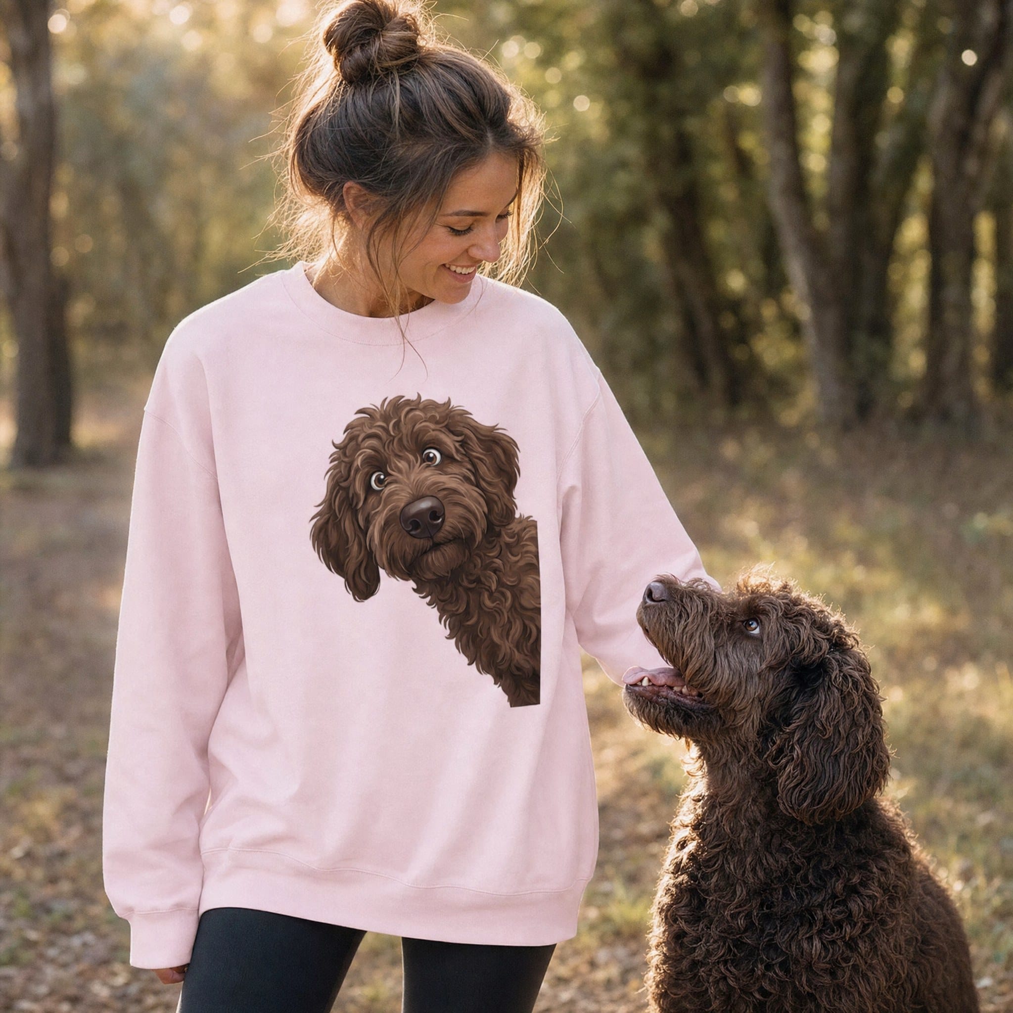 Funny Peeking Chocolate Goldendoodle Sweatshirt in by Puppy Jo