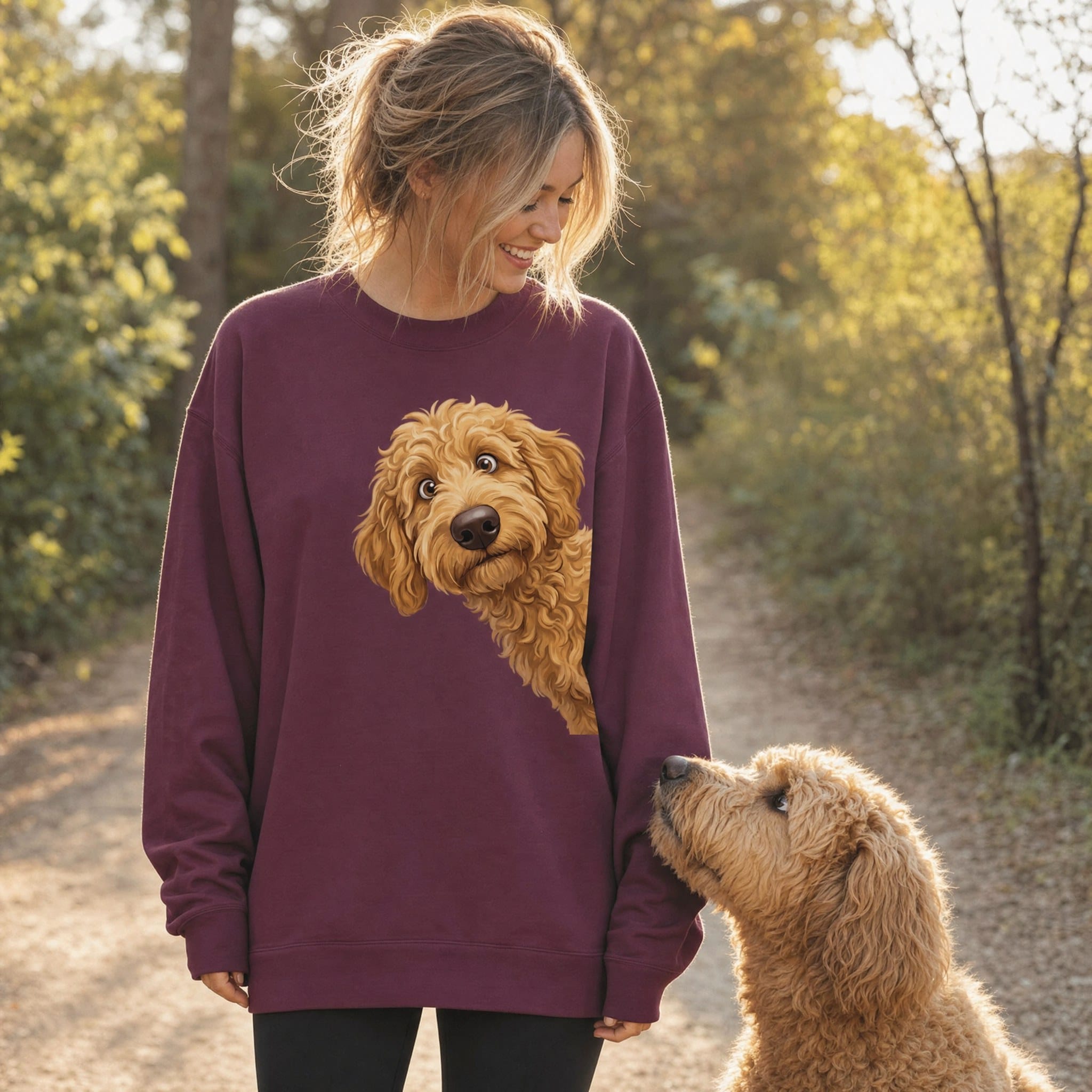 Funny Peeking Golden Goldendoodle Sweatshirt in by Puppy Jo