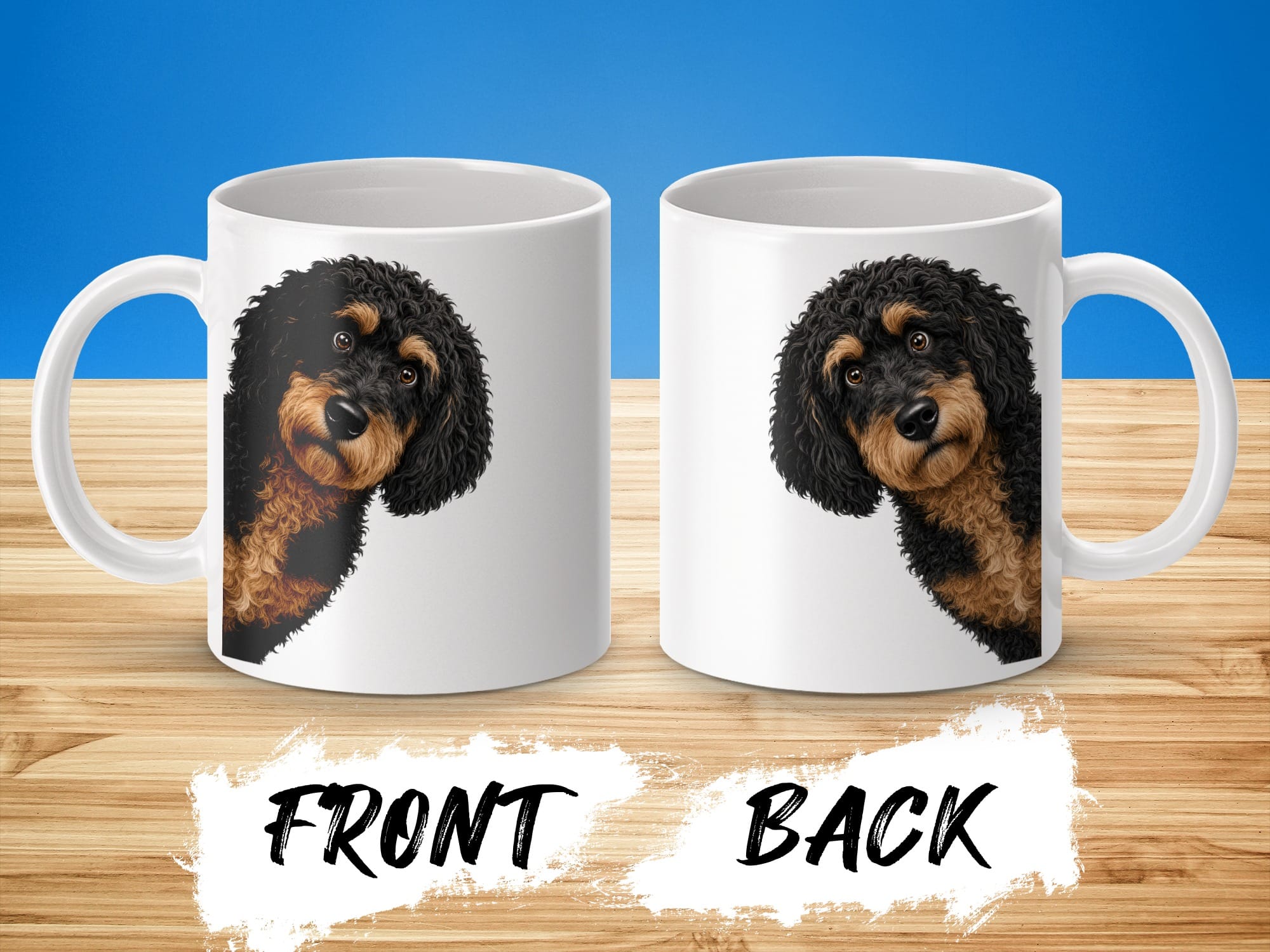 Funny Peeking Phantom Goldendoodle Mug in by Puppy Jo
