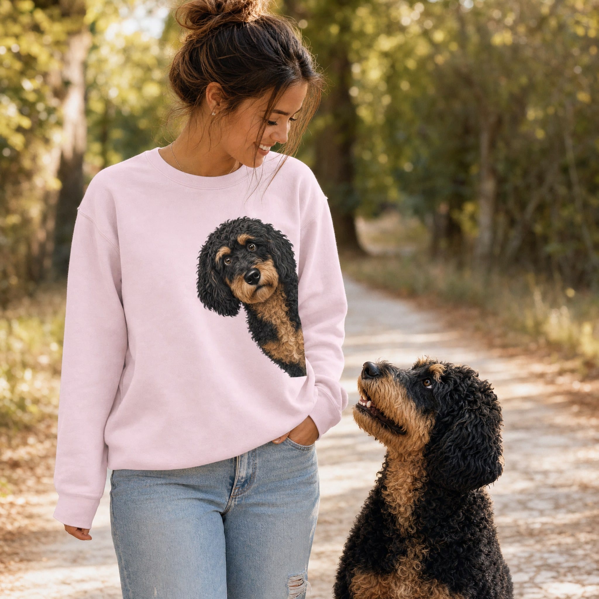 Funny Peeking Phantom Goldendoodle Sweatshirt in by Puppy Jo