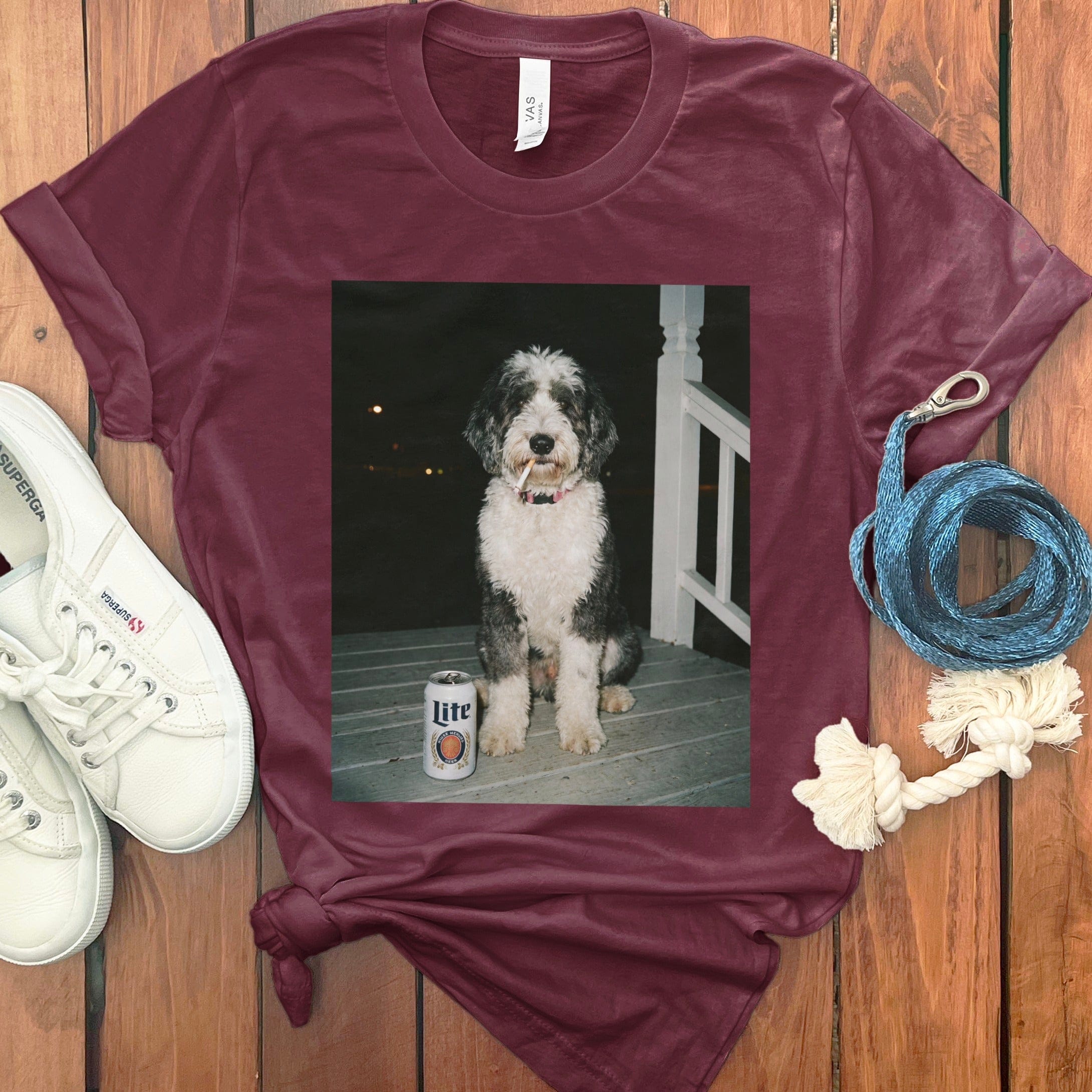 Funny Sheepadoodle Meme T-Shirt in Maroon / S by Puppy Jo