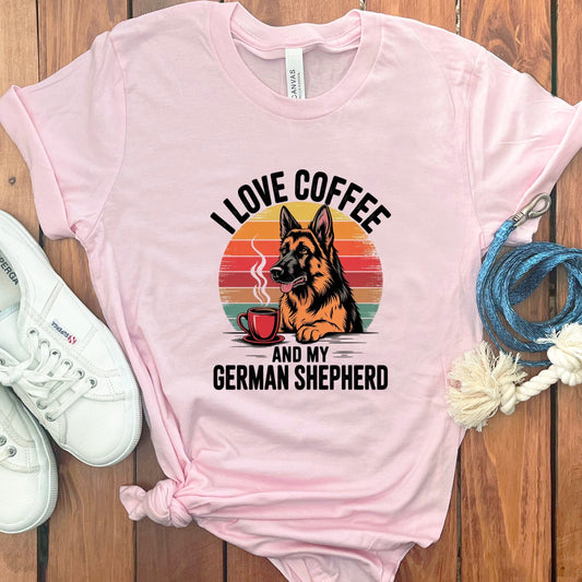 I Love Coffee and My German Shepherd T-shirt product