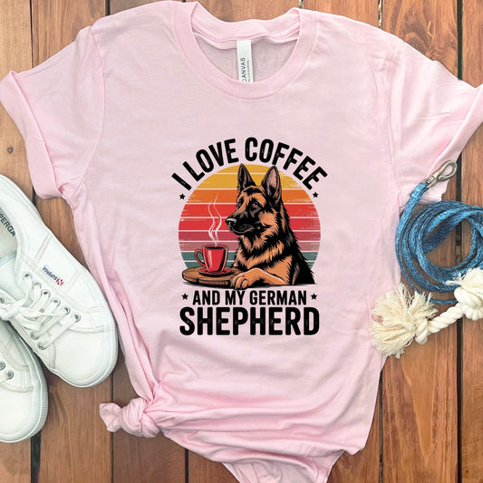I Love Coffee and My German Shepherd T-shirt product