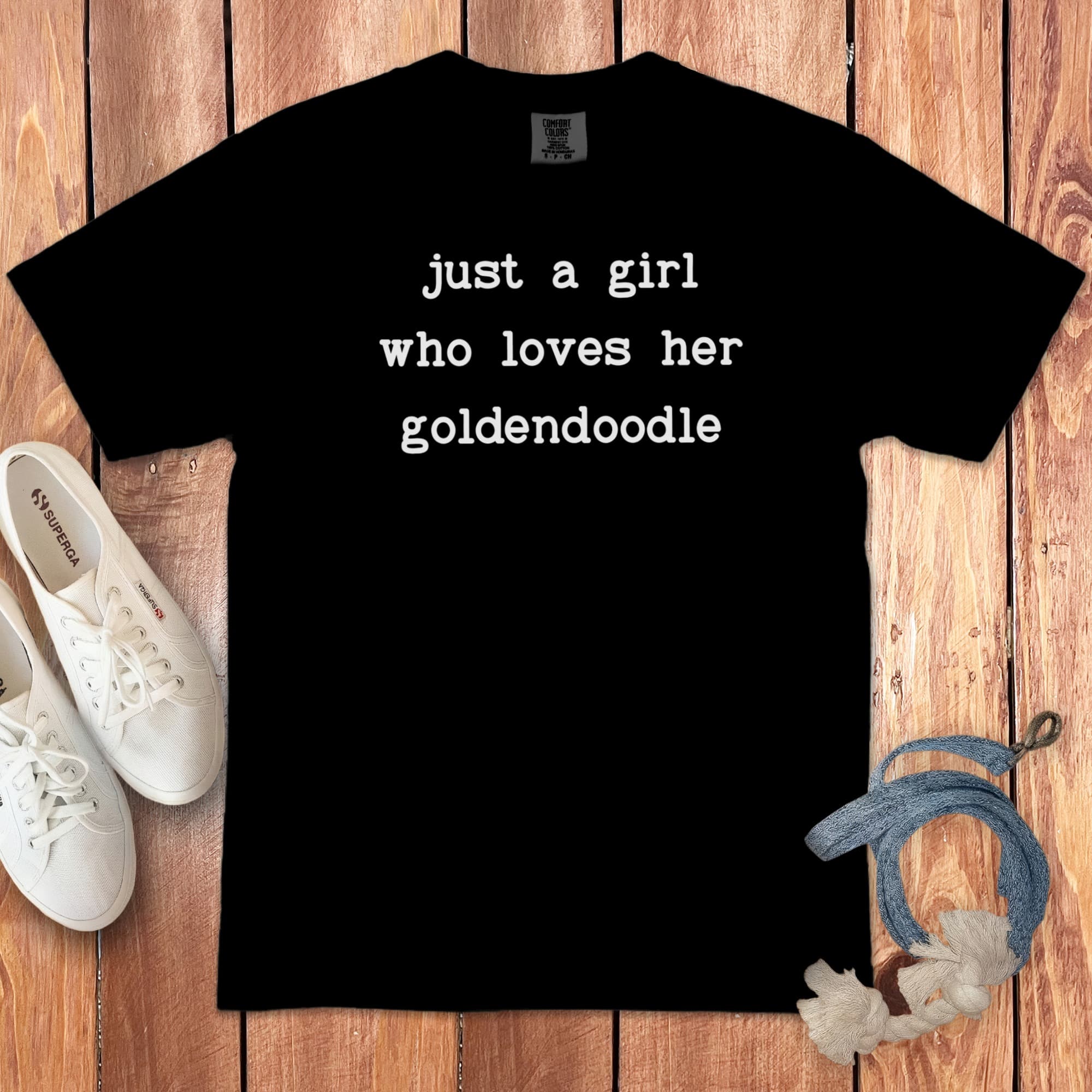 Giirl Loves Goldendoodle Signature T-Shirt in Black / S by Puppy Jo