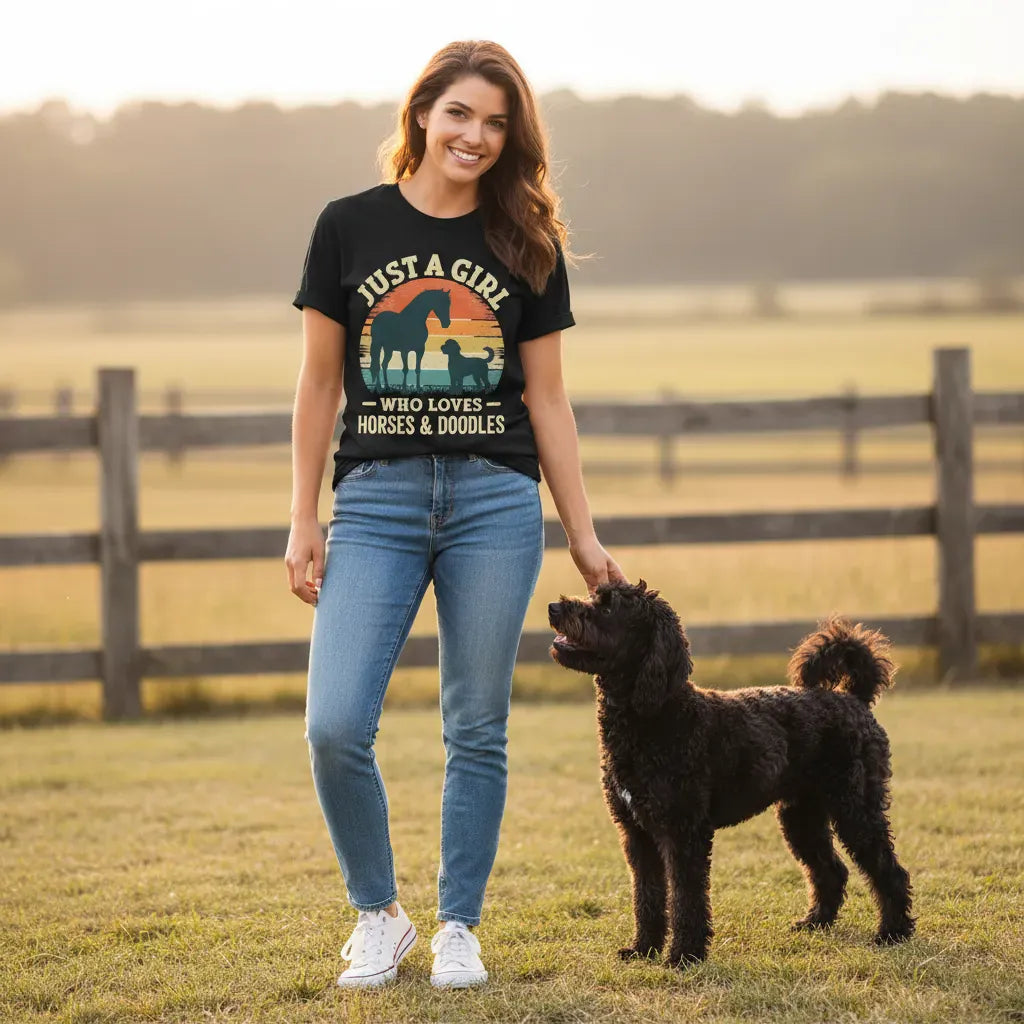 Girl Horses Doodles T-Shirt in by Puppy Jo