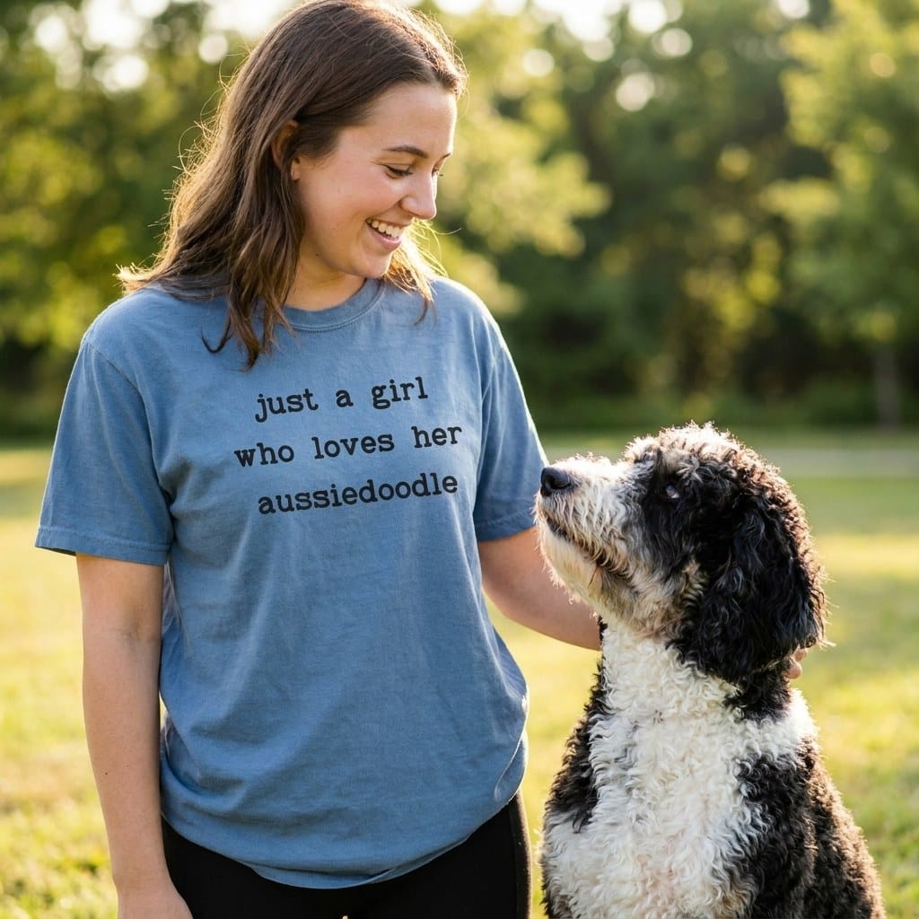 Girl Loves Aussiedoodle Signature T-Shirt in by Puppy Jo