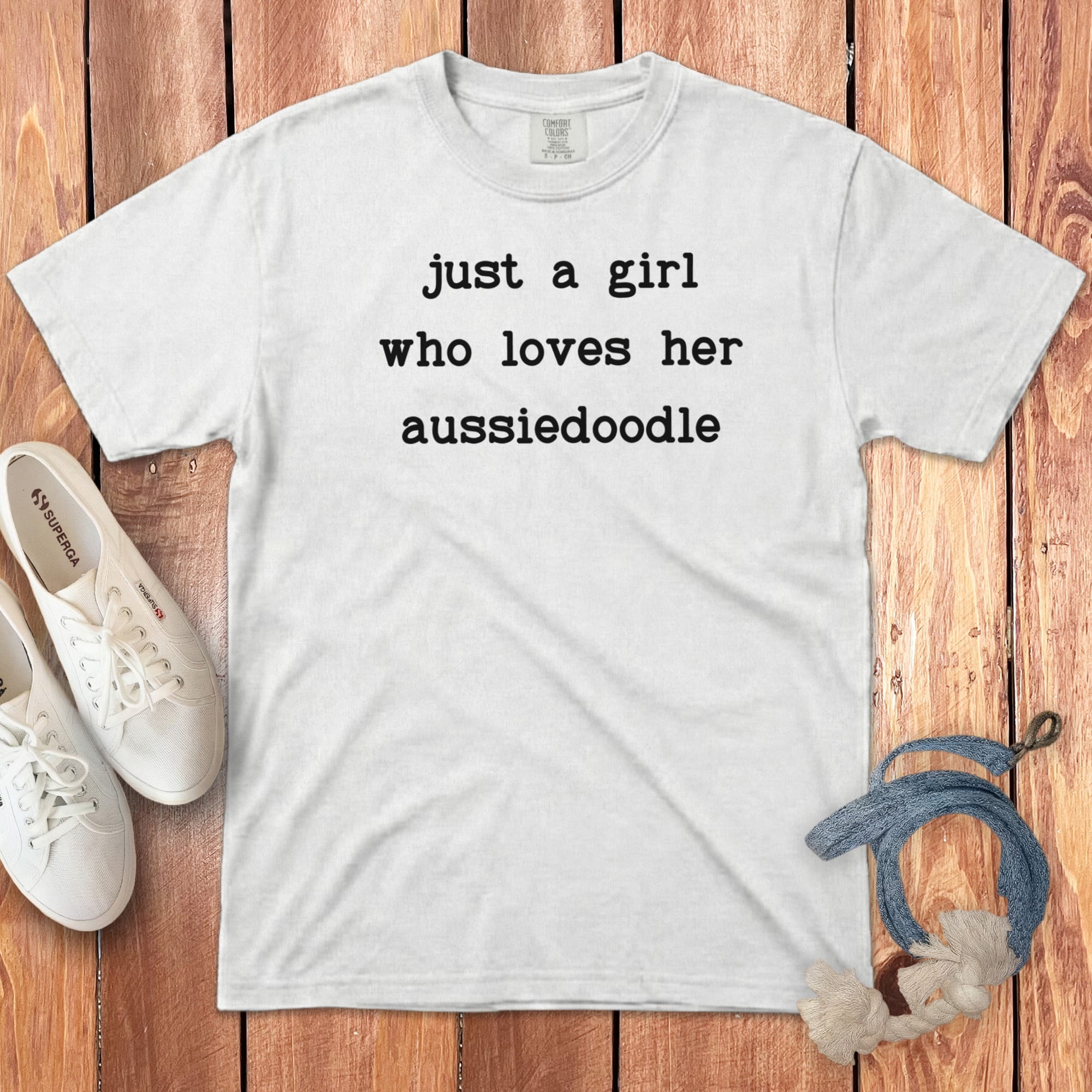 Girl Loves Aussiedoodle Signature T-Shirt in White / S by Puppy Jo