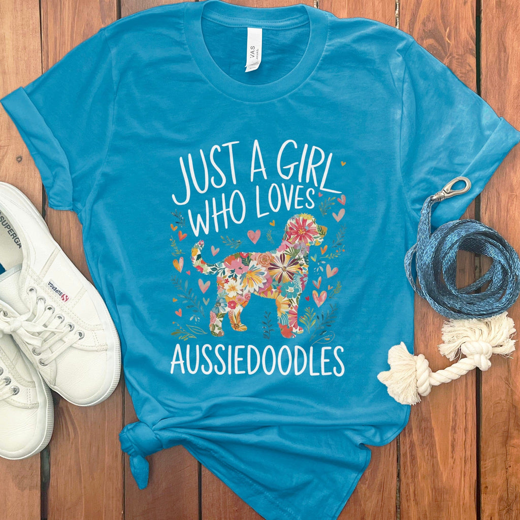 Girl Loves Aussiedoodles T-Shirt in Aqua / S by Puppy Jo