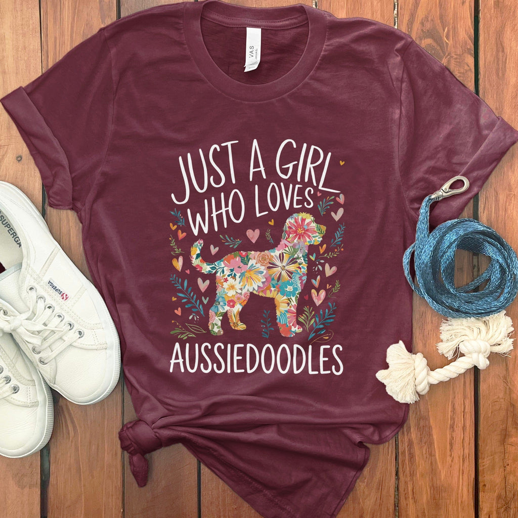 Girl Loves Aussiedoodles T-Shirt in Maroon / S by Puppy Jo