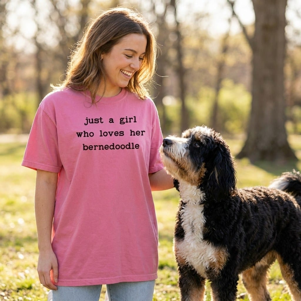 Girl Loves Bernedoodle Signature T-Shirt in by Puppy Jo