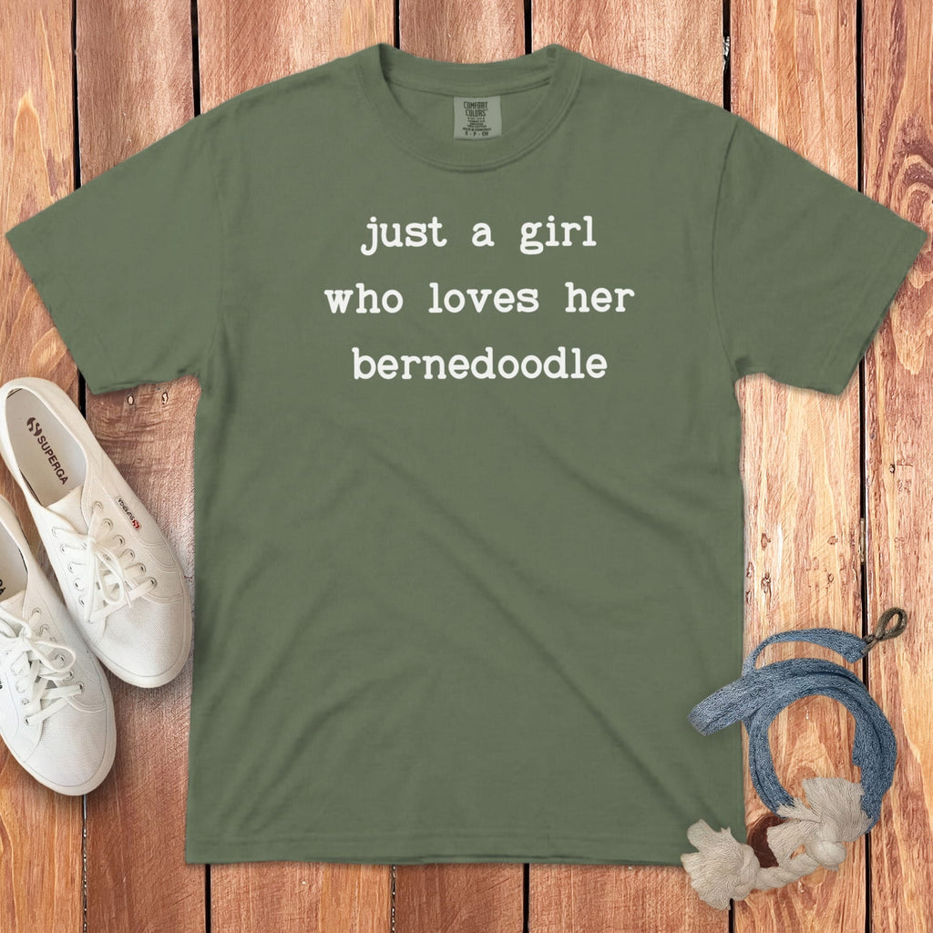 Girl Loves Bernedoodle Signature T-Shirt in S / Moss by Puppy Jo