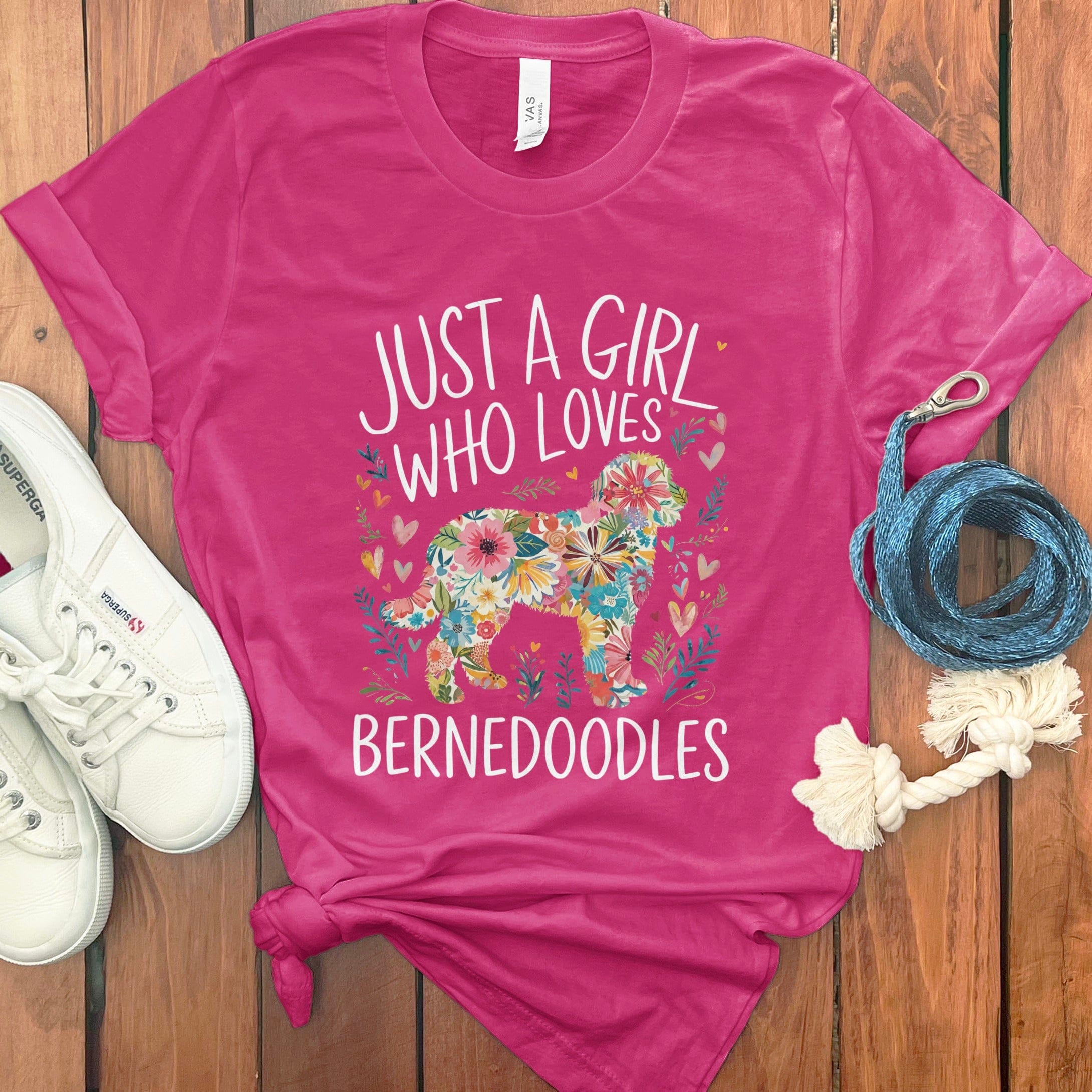 Girl Loves Bernedoodles in Charity Pink / S by Puppy Jo