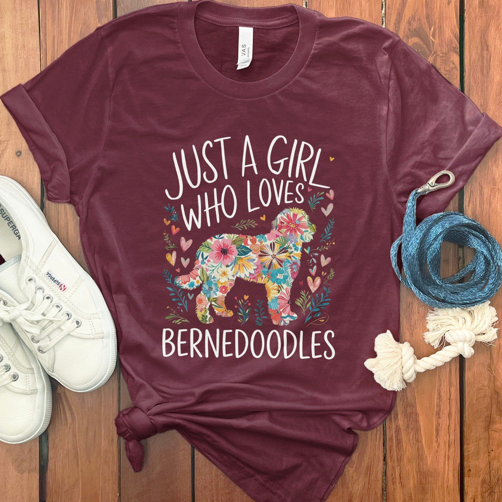 Girl Loves Bernedoodles in Maroon / S by Puppy Jo