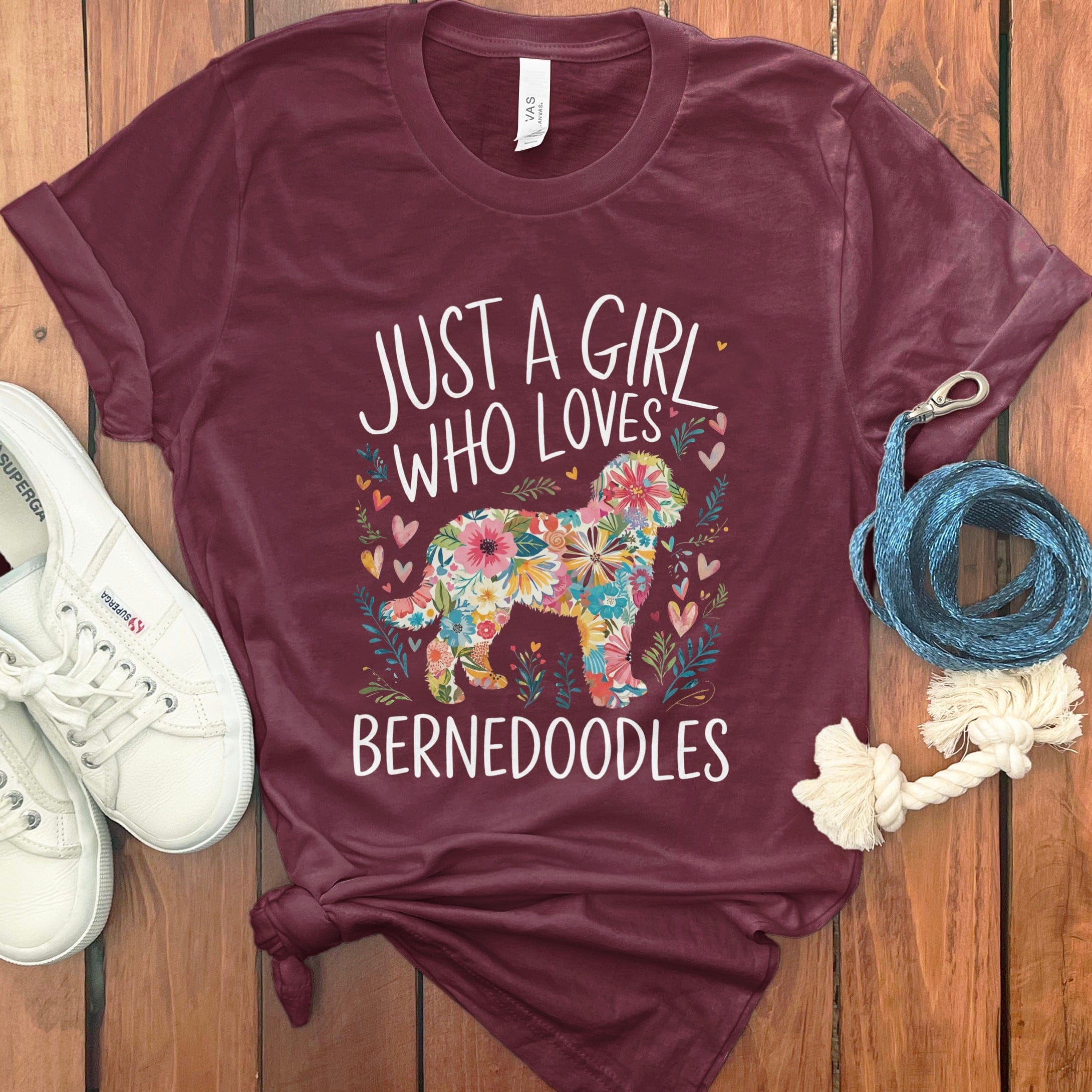Girl Loves Bernedoodles in Maroon / S by Puppy Jo