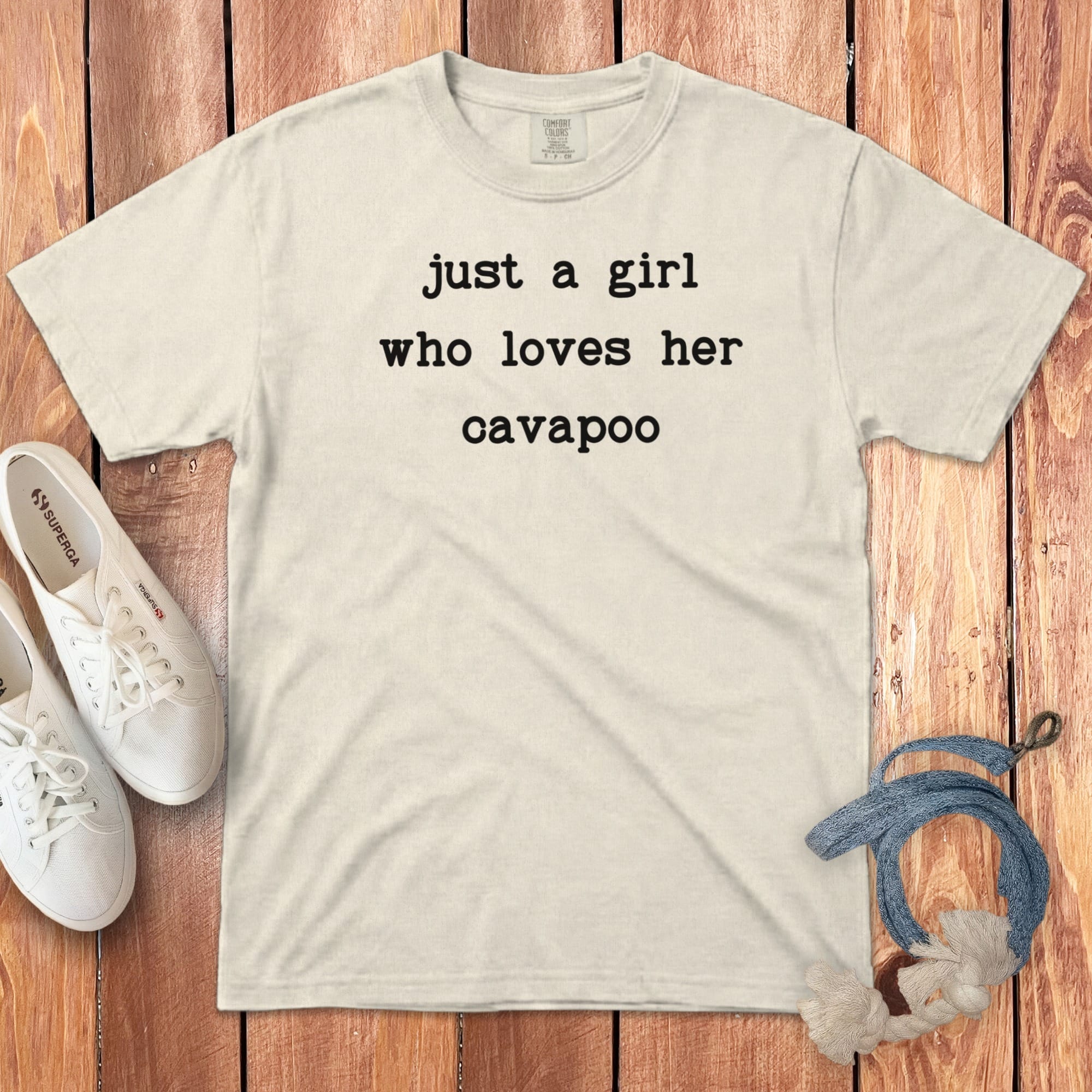 Girl Loves Cavapoo Signature T-Shirt in Ivory / S by Puppy Jo