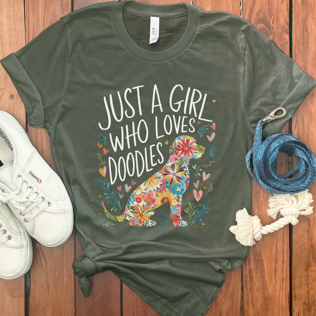 Girl Loves Doodles in Military Green / S by Puppy Jo