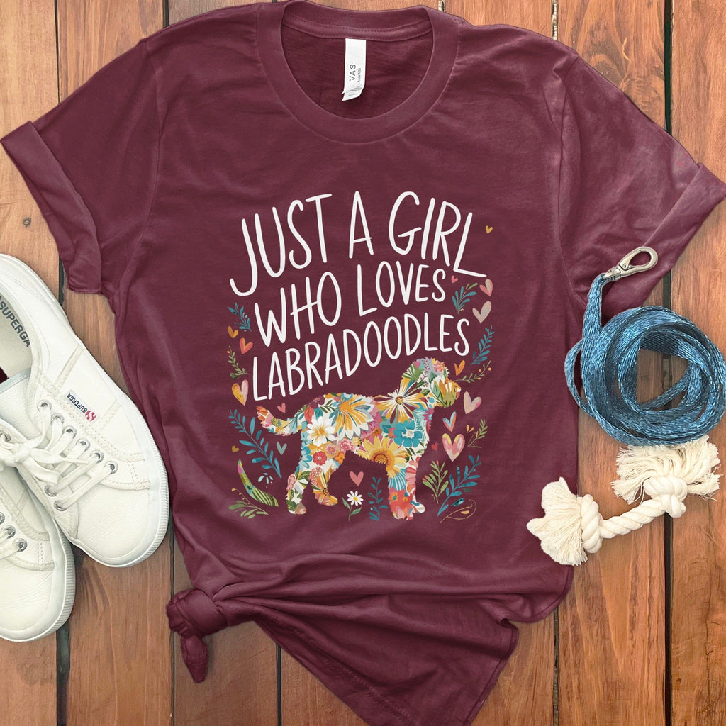 Girl Loves Labradoodles in Maroon / S by Puppy Jo