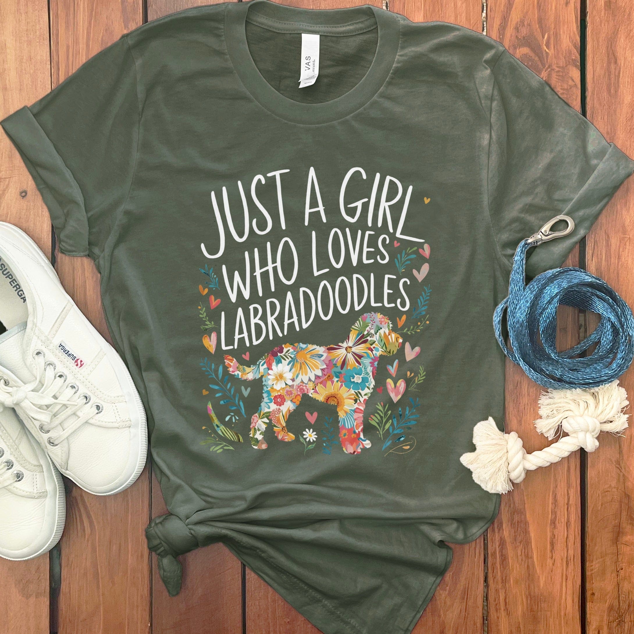 Girl Loves Labradoodles in Military Green / S by Puppy Jo