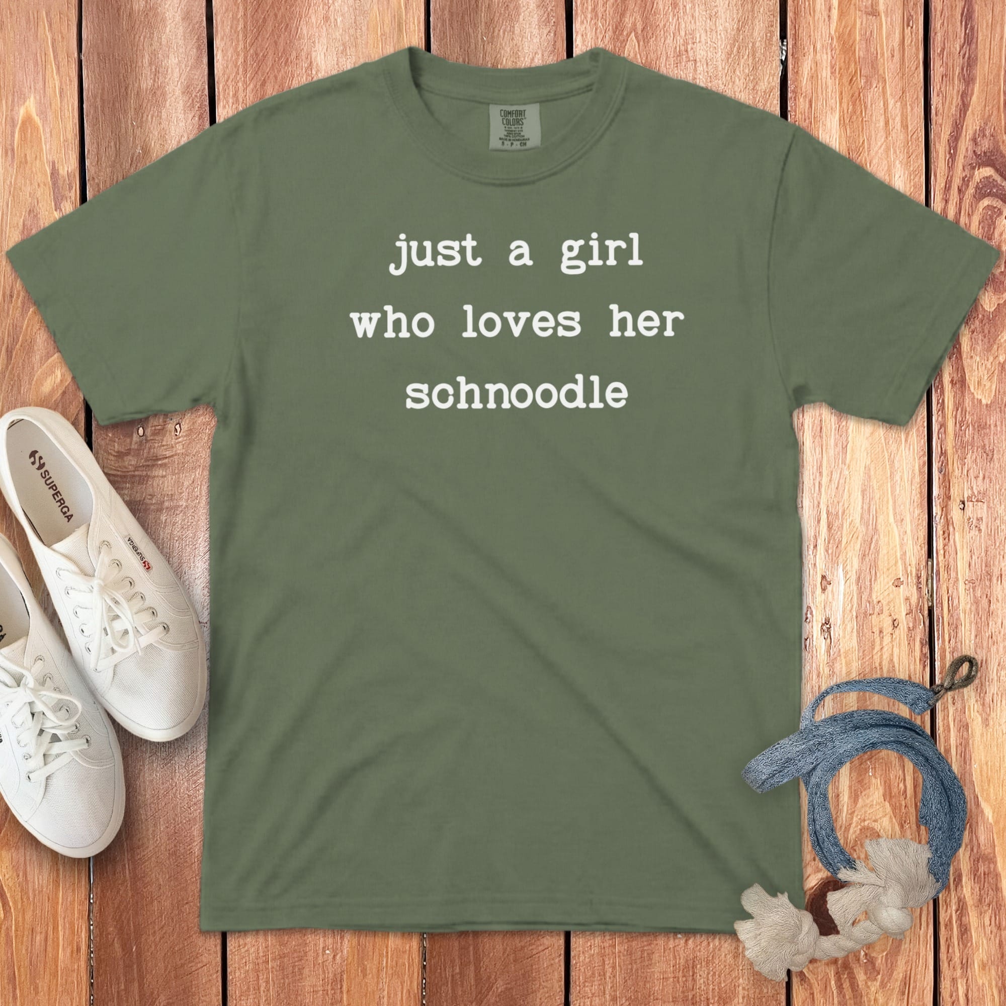 Girl Loves Schnoodle Signature T-Shirt in S / Moss by Puppy Jo