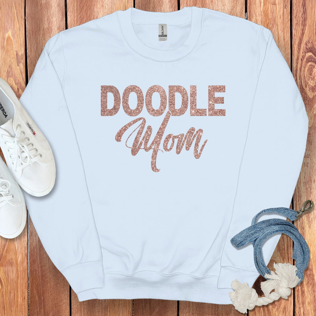 Glitter Doodle Mom Sweatshirt in Light Blue / S by Puppy Jo
