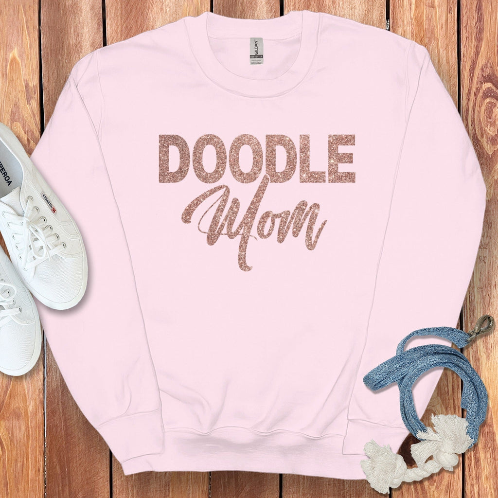 Glitter Doodle Mom Sweatshirt in Light Pink / S by Puppy Jo