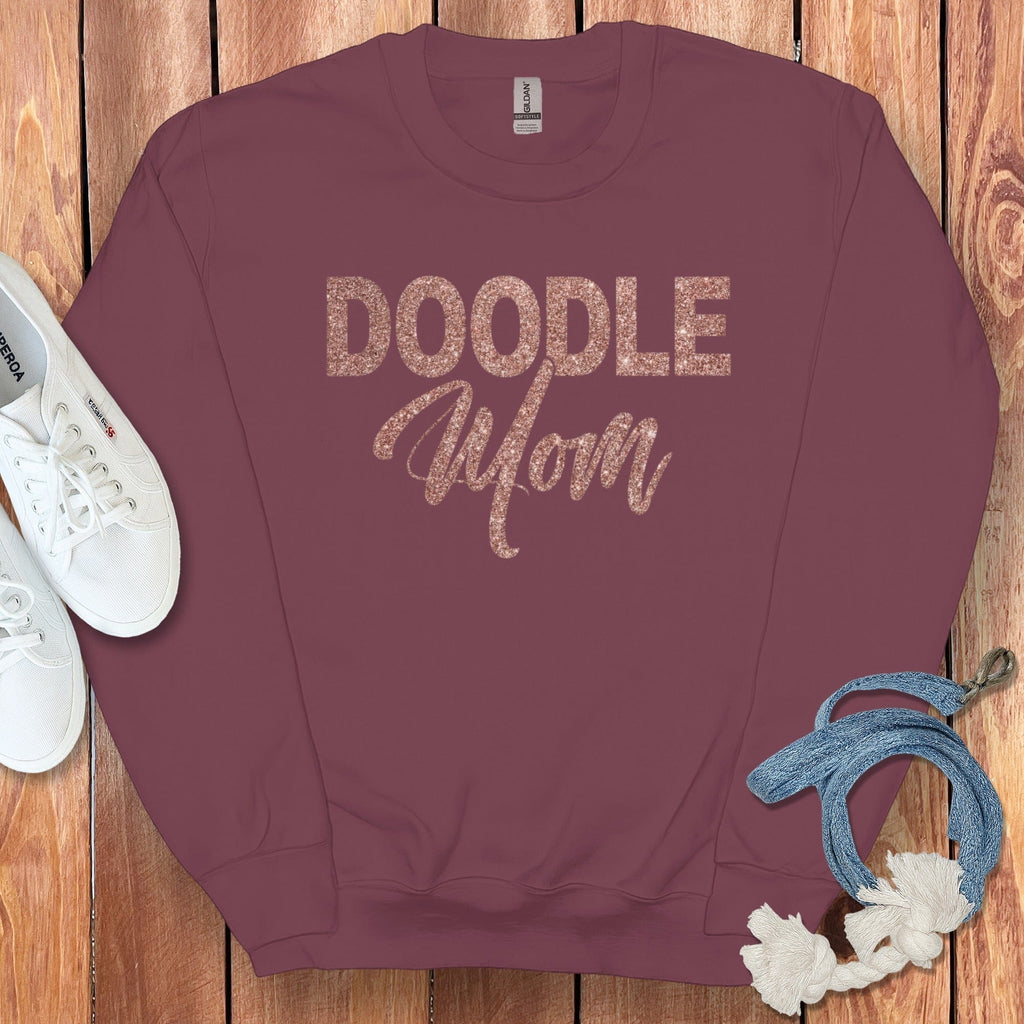 Glitter Doodle Mom Sweatshirt in Maroon / S by Puppy Jo