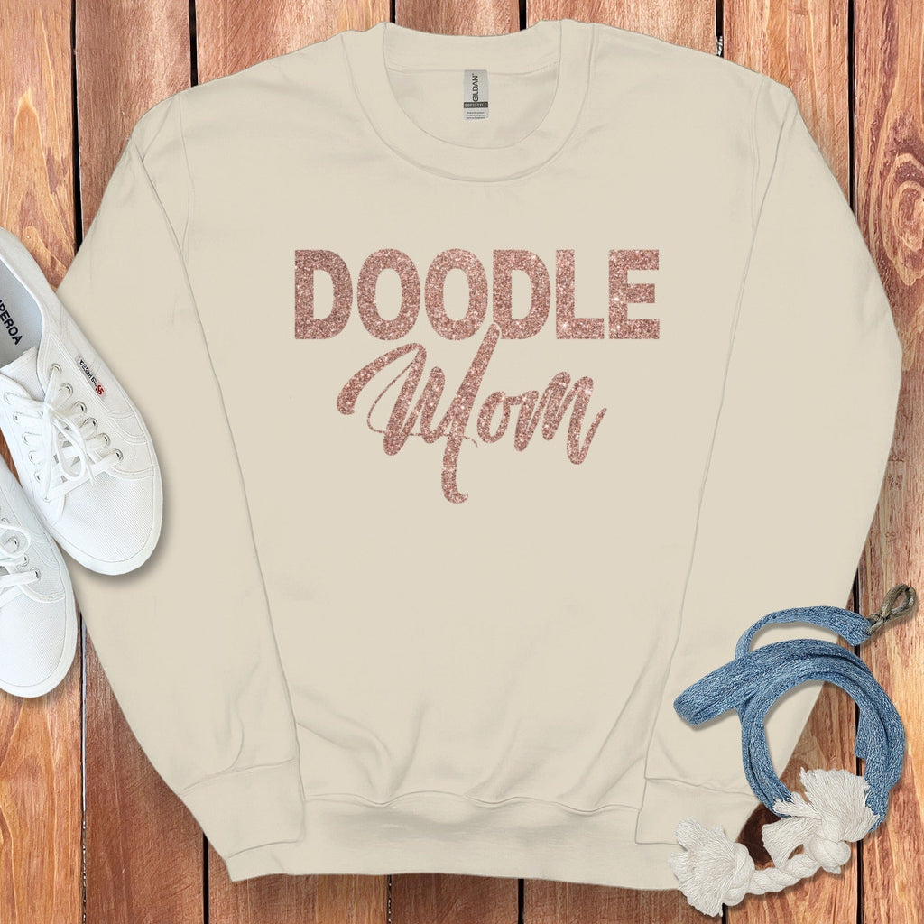 Glitter Doodle Mom Sweatshirt in Sand / S by Puppy Jo