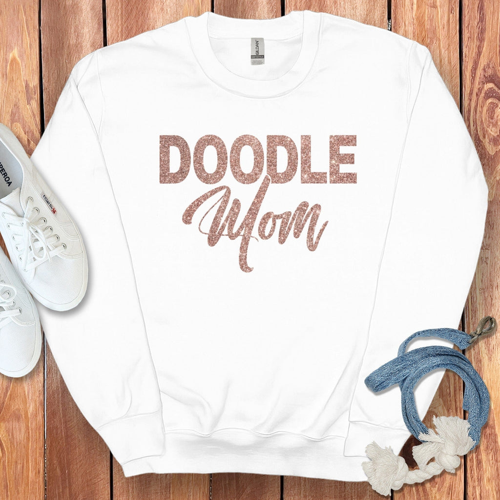Glitter Doodle Mom Sweatshirt in White / S by Puppy Jo