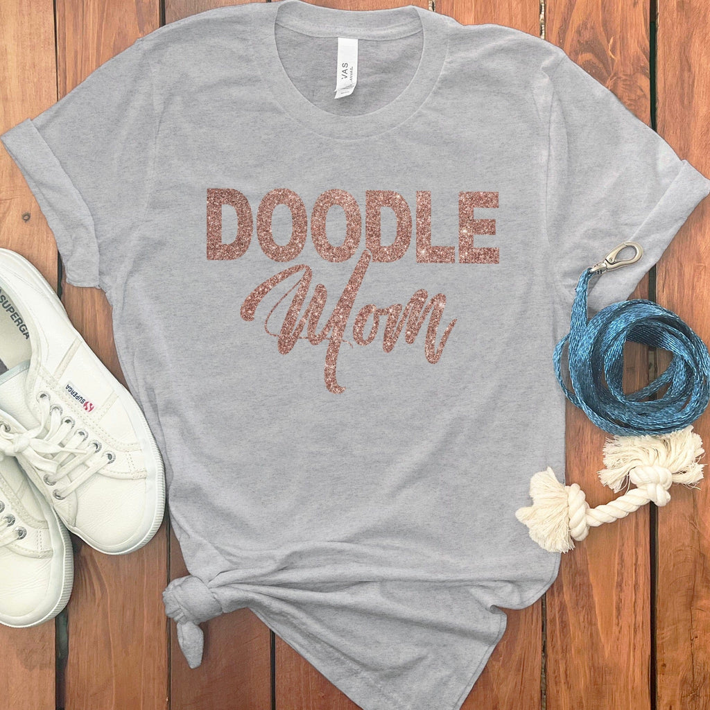 Glitter Doodle Mom T-Shirt in Athletic Heather / S by Puppy Jo